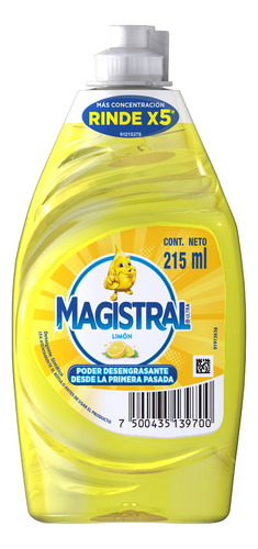Detergente Magistral Ultra Limón sintético limón en botella 215 ml