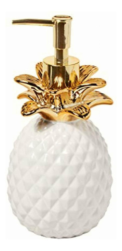 Skl Home Gilded Pineapple Lotion Dispenser White/gold Color Blanco / Dorado