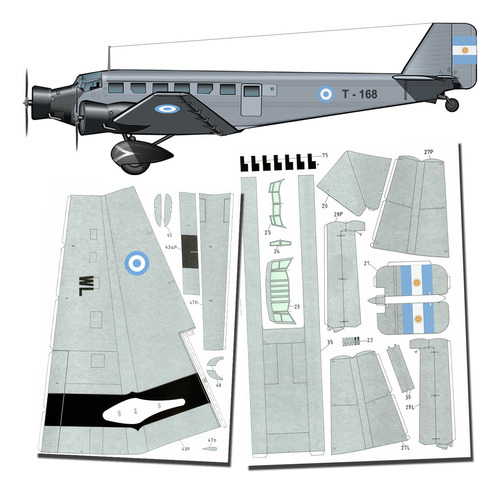 Junkers Ju-52/3m Aviación Militar Argentina 1.33 Papercraft