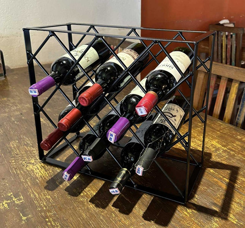 Adega Suporte Para Garrafas Vinho Ferro Estilo Industrial Cd Cor Preto