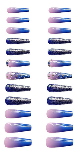 Press On Nails Desmontable Star River Rhinestone 24 Kit Uñas
