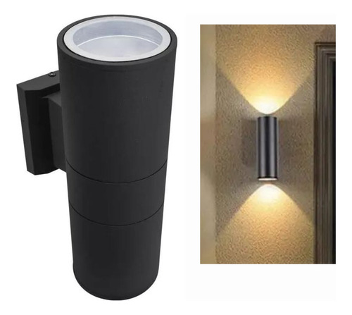 Foco Pared Aplique Exterior Lampara Luz Bidireccional Negro