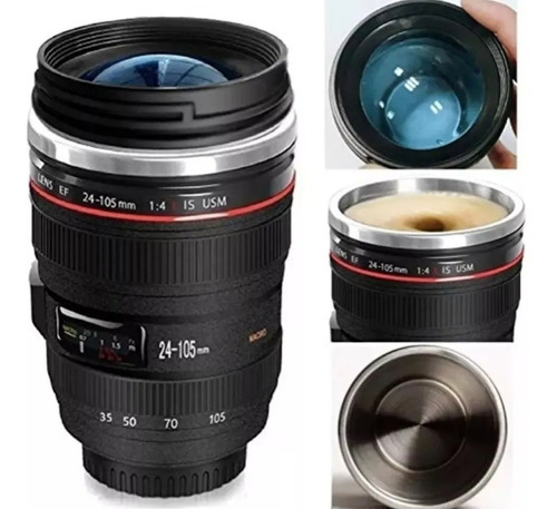 Pocillo Mug Tipo Lente Camara Térmico