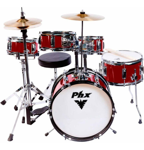 Bateria Acústica Infantil Profissional Phx Vinho Ds514c