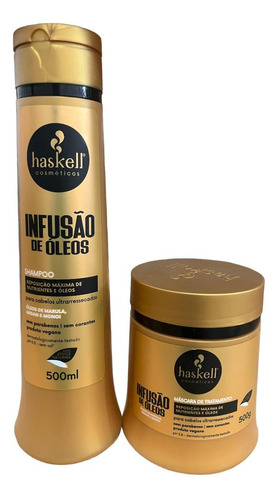 Kit Haskell Infusão De Óleos Shampoo 500ml Mascara  500ml