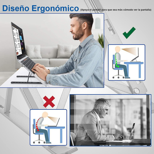 Soporte para Laptop, Base Refrigerante Computadora Ajustable con Múltiples Ángulos, Soporte Laptop Portátil y Plegable, Base Ergonomico para Laptop y Tabletas