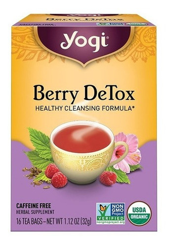 Yogi Tea, Berry Detox, Sin Cafeína, 16 Bolsitas De Té, 32g (1,12 Oz) Sabor A Moras