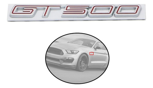 Emblema Lateral  Mustang Gt-500 Cromado/rojo