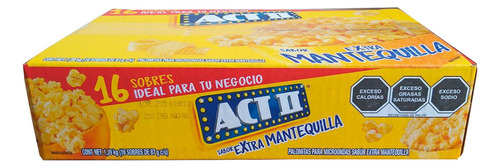 Palomitas De Maíz Extra Mantequilla Act Ii 16 Pzs De 87g C/u