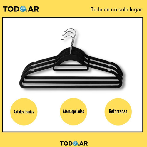 Imagen 2 de 5 de Set 10 Perchas Reforzadas Con Antideslizante Aterciopeladas