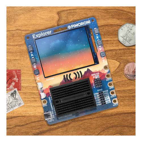 Pimoroni Explorer - Kit Electrónico Con Lcd Y Mini Breadboar