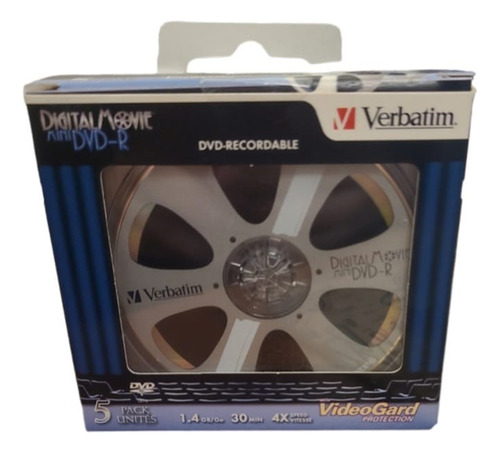 Mini Dvd-r Digital Movie Verbatim 1.4gb, 4x, 5 Piezas . 