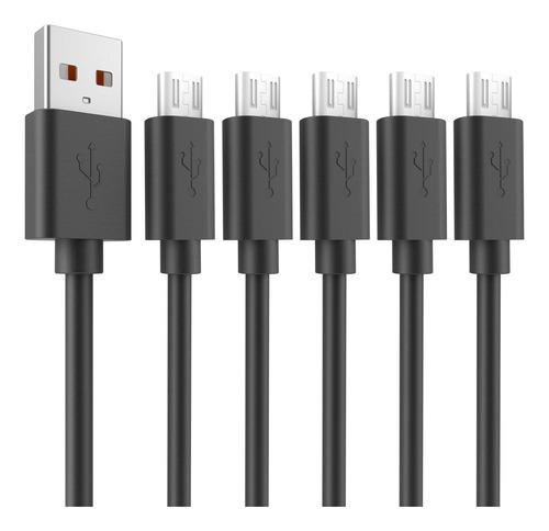 Cable Micro Usb Corto De 7.8 Pulgadas, 5 Paquetes Para Estac