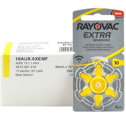 Imagen 2 de 2 de 6 Pilas Audifono Rayovac Extra Advanced Número 10 Pr70 1,45v