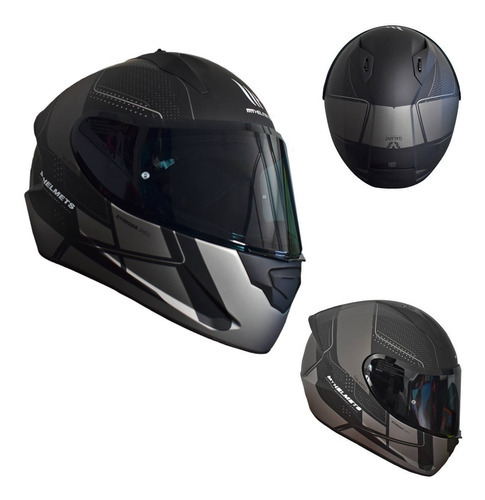 Casco Mt Helmets Ff150b Stinger Thief A2 Gris Para Moto Xl(61-62 Cm)