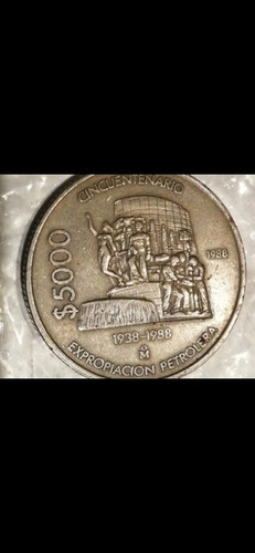 Imagen 1 de 1 de Moneda De 5000 Pesos Mexicanos  Expropiación Petrólera