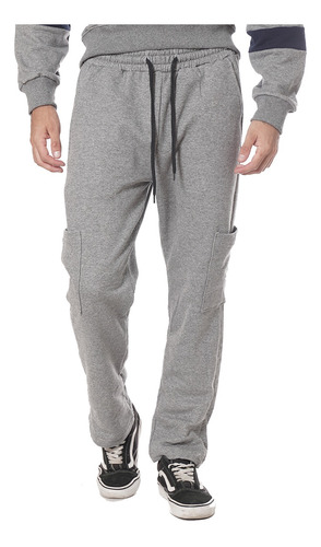 Pantalon Jogging Frizado De Hombre Con Bolsillo Cargo