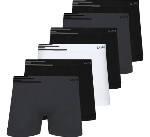 Kit 6 Cuecas Boxer Lupo Poliamida Sem Costura Box Original