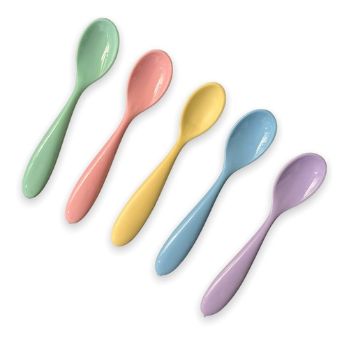 Pack X5 Cuchara Cucharita Postre Colores Pastel