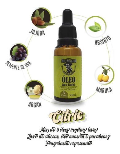 Óleo Para Barba Profissional Hidratante Muchacho Citric Fragrância Cítrico
