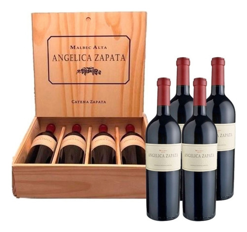 Vino Angelica Zapata Malbec 750cc Caja Madera X 4u Año 2019