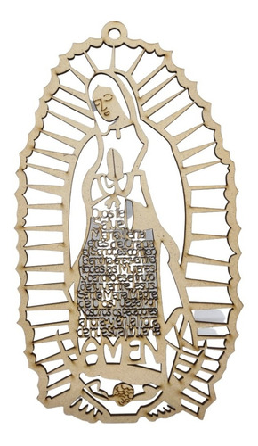 Virgen Guadalupe Dios Te Salve María Cuadro Oración Madera  