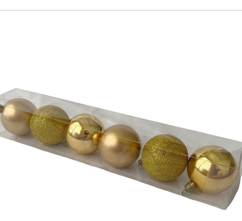 Set 6 Bolas Navidad 6cm Combinado Dorado Decoración Árbol
