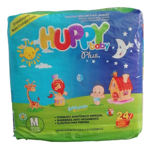 Pañales Bebé Huppy Baby Plus 1 Paq X 24 Un Talla M 5 A 10kg