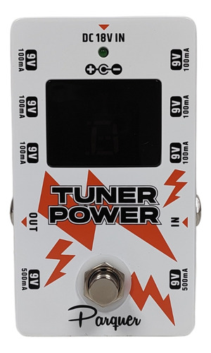 Pedal Afinador Parquer Guitarra Bajo Fuente True By Pass Color Blanco