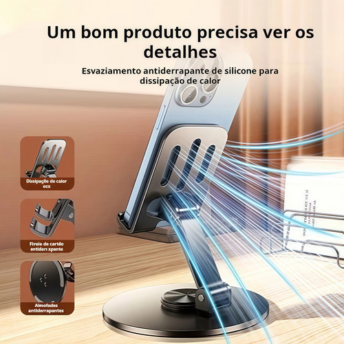 Suporte Alumínio De Mesa Base Rotatória Ajustável 360o