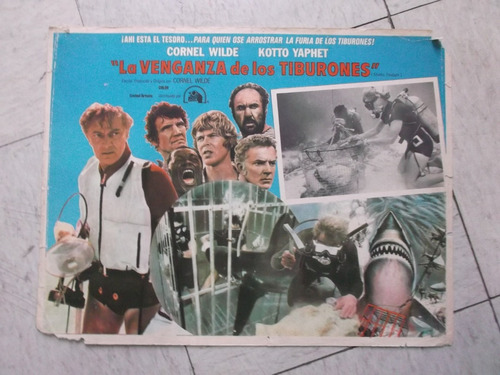 Vintage Lobby Card Cornel Wilde La Venganza De Los Tiburones