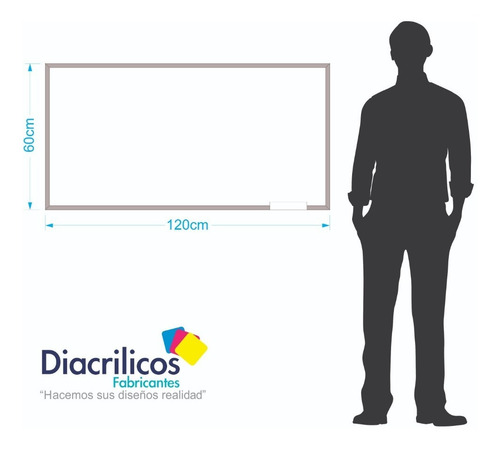Imagen 3 de 9 de Tablero Acrílico Blanco Borrable 120 X 60cm + Portaborrador