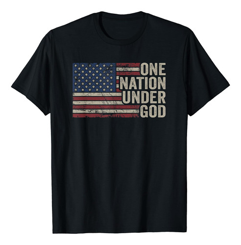 One Nation Under God - Camiseta Cristiana Vintage Con Bander