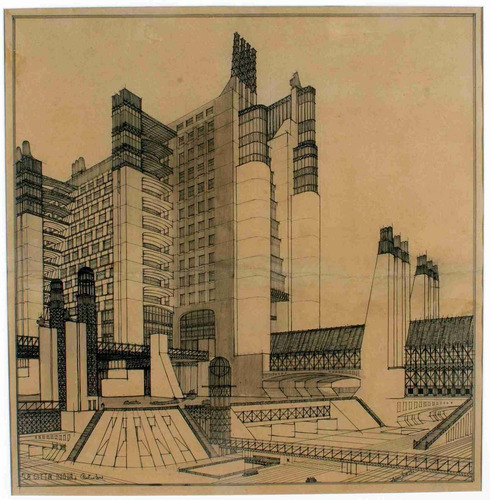 Lienzo Canvas Planos Arquitectura 1914 Sant Elia 51x50