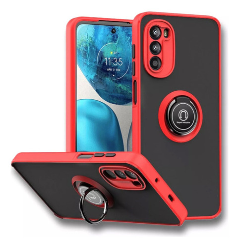 Funda Para Samsung S23ultra Uso Rudo Con Anillo Matte Ring Rojo S23 Ultra