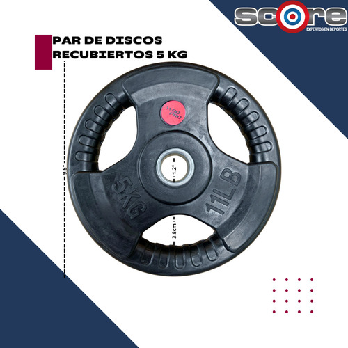 Discos 5kg Total 10kg Estándar Gym 1 Pulgada Recubierto Par