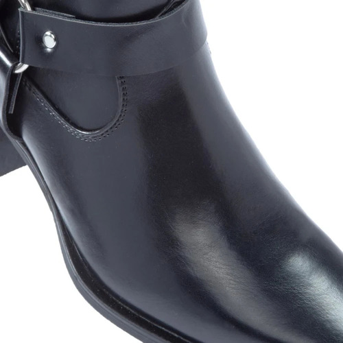 Botin Vaquero Mujer Tacon Tapa Estribo Biker Cierre Lateral