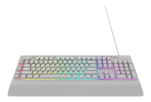 Imagen 2 de 6 de Teclado Gamer Redragon Shiva K512w Rgb Qwerty Español Latinoamérica Color Blanco Con Luz Rgb