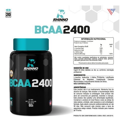 Bcaa 2400 60 Tabletes Rhinno