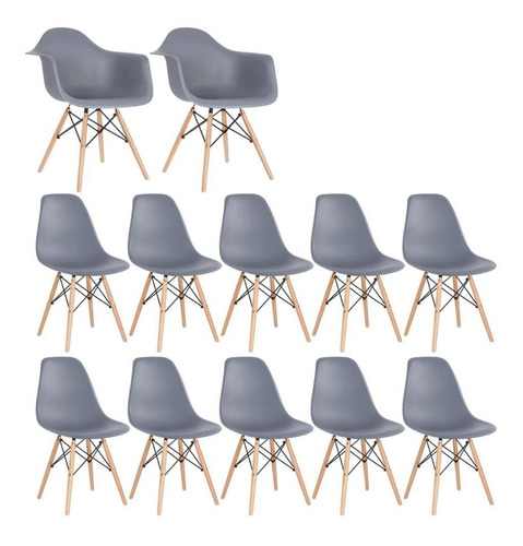 Kit Cadeiras Eames Wood 2 Daw E 10 Dsw Eiffel Coloridas Estrutura da cadeira Cinza-escuro