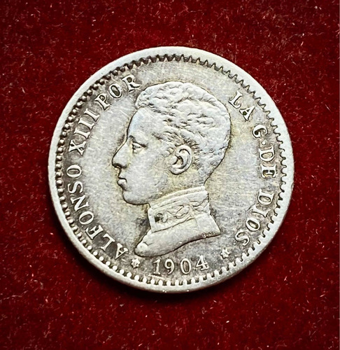 Moneda 50 Céntimos España 1904 (04) Km 723 Plata 0.835