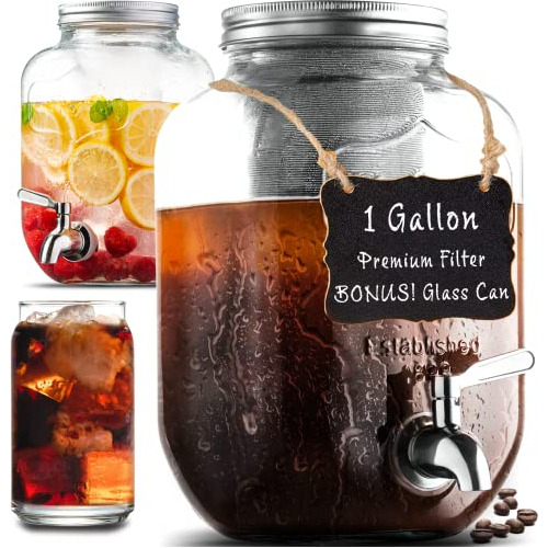 1 Gallon Cold Brew Coffee Maker, With 3rd Generation Me...
