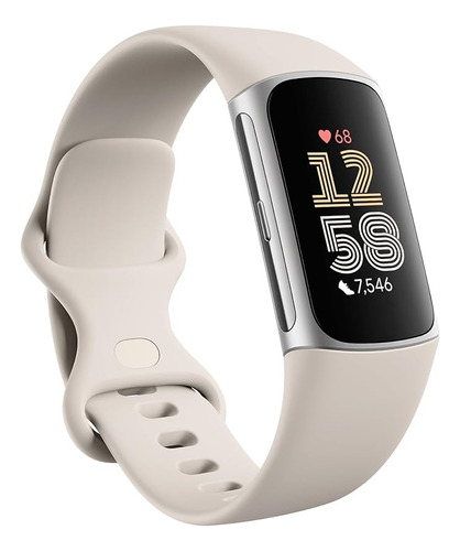 Funda plateada Smartband Fitbit Charge 6 de 1,04 pulgadas, pulsera beige milanesa y lazo beige