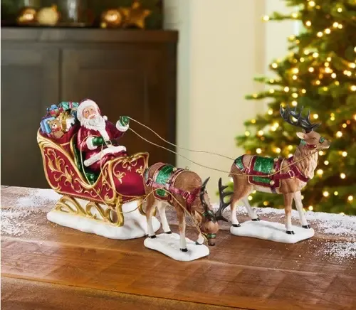 Adorno Navideño De Trineo En Hierro Dorado - Decoración Para árbol, Mesa O Estantería, 32 Cm, Ideal Para Navidad