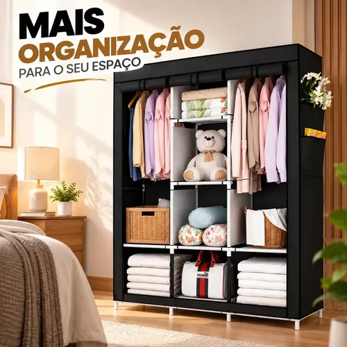 Davely Armário Guarda Roupa Organizador Dobrável Desmontável