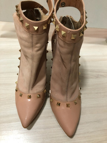 Bota Raphaella Booz Com Nude Rosado Com Spike