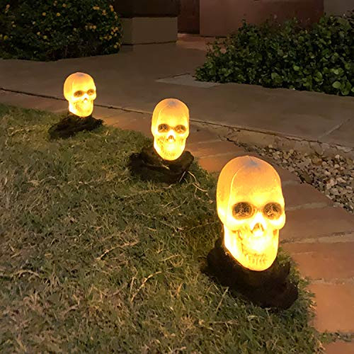 3 Estacas De Calavera De Esqueleto Aterrador Luz Led