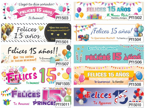Imagen 7 de 10 de Cumpleaños Banner Pasacalle 15 Años Fiestas