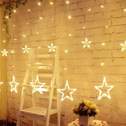 Imagen 1 de 8 de Guía De Estrellas Con Luces Led Luz Blanca Navidad A 220v