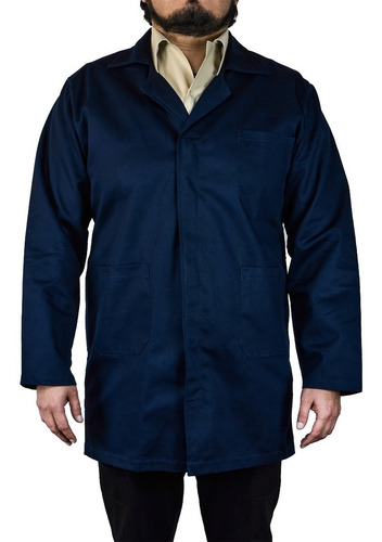 Imagen 1 de 2 de Bata Para Trabajo Industrial Azul Marino 100% Algodón 30-42